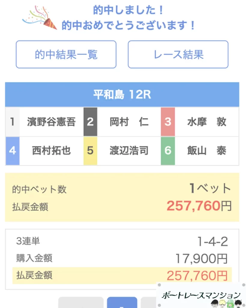 優良競艇予想サイト「ボートヘブン」有料予想「キューピット」払い戻し0721デイ