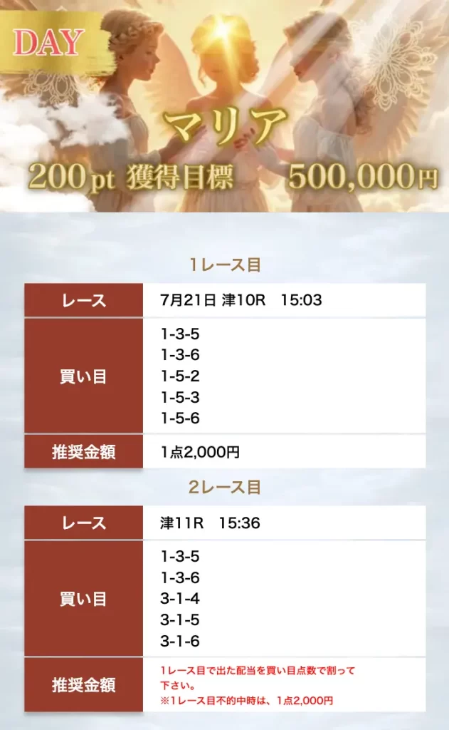 優良競艇予想サイト「ボートヘブン」有料予想「マリア」買い目0721デイ