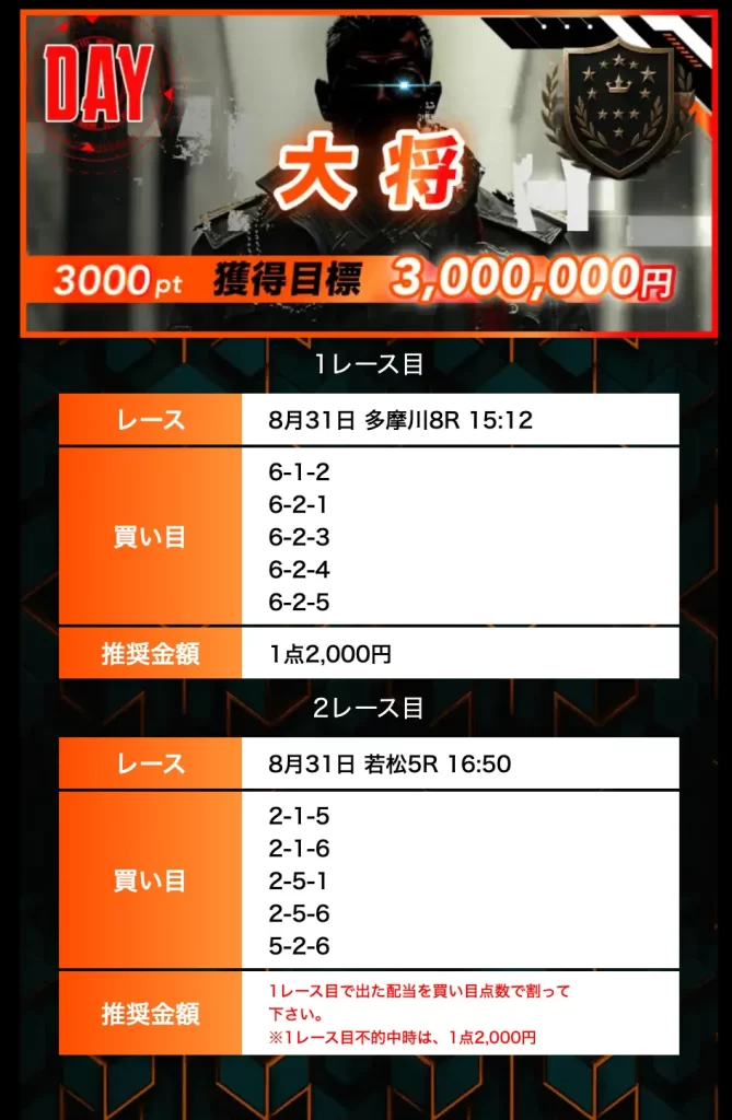 | ボートレースマンション 競艇予想サイト「ボートミリタリー」大将デイ 8月31日