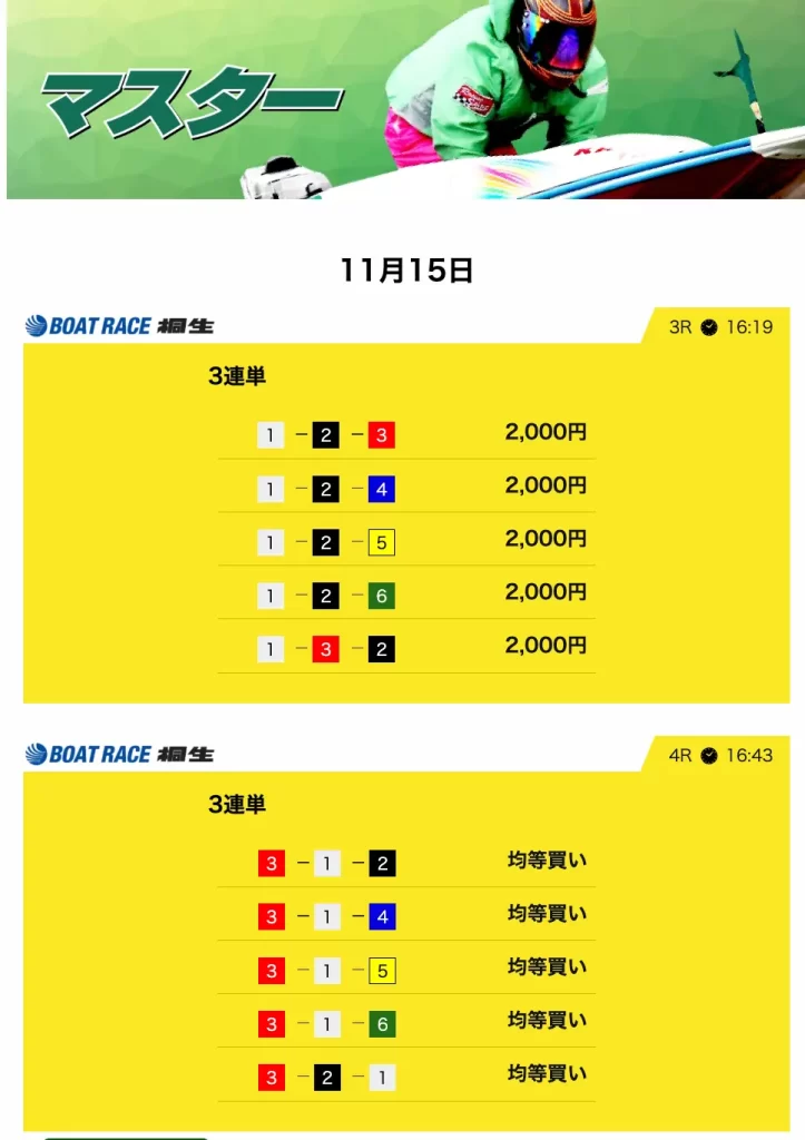 優良競艇予想サイト「競艇サバイバー」有料予想マスター買い目11115ナイター