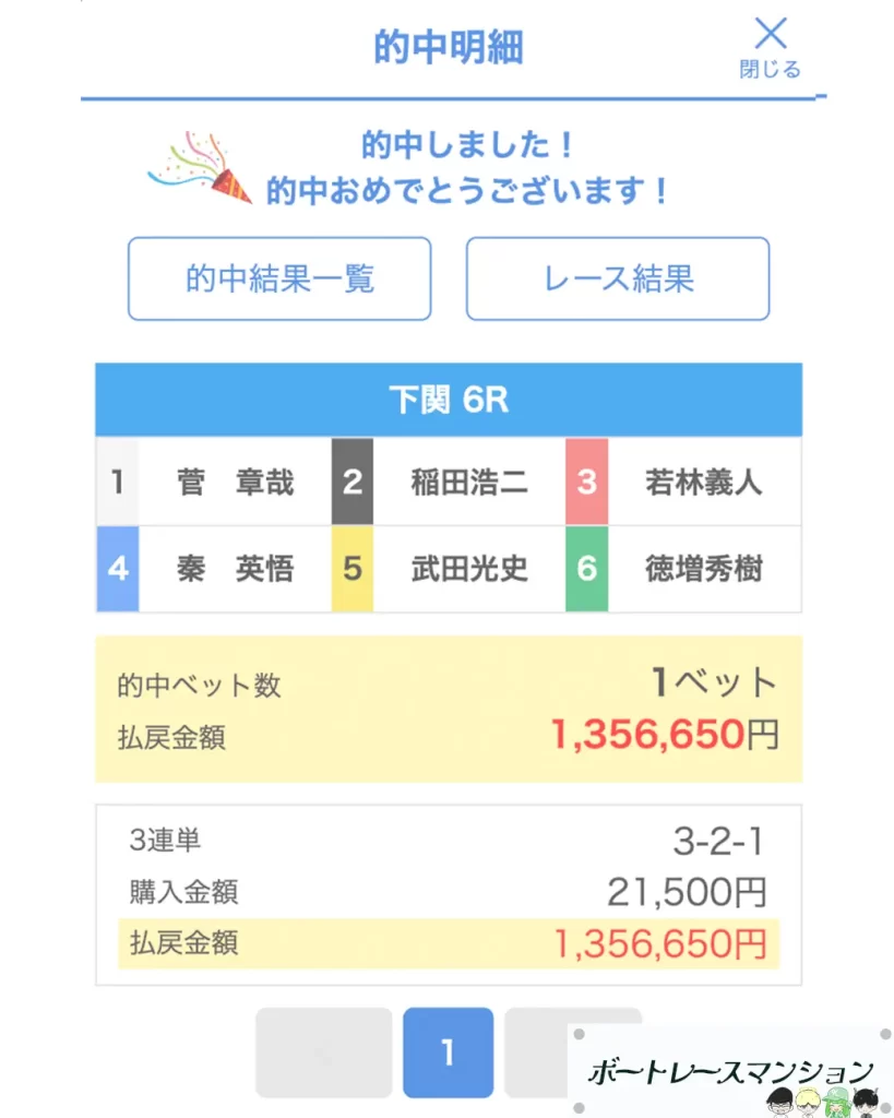 優良競艇予想サイト「ボートリオ」有料予想プラン「ジャック ナイト」払い戻し1211